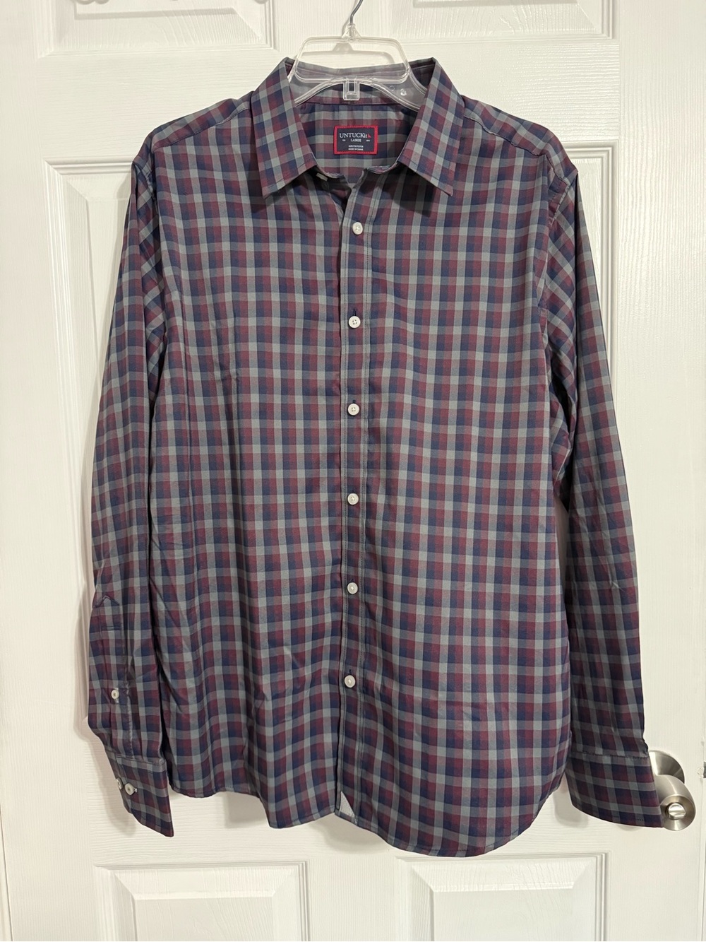 UNTUCKit Men's Plaid Button-Down Shirt in Blue & Burgundy